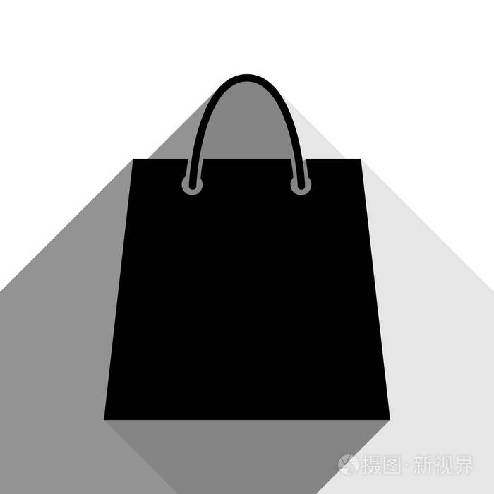 购物袋的插图.矢量.有两个扁平的灰色阴影,白色背景上的黑色图标