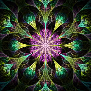 绿色和紫色的花朵图片