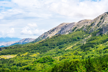 山在克罗地亚在克罗地亚的绿色山谷照片