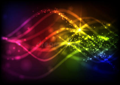 抽象的霓虹波。
