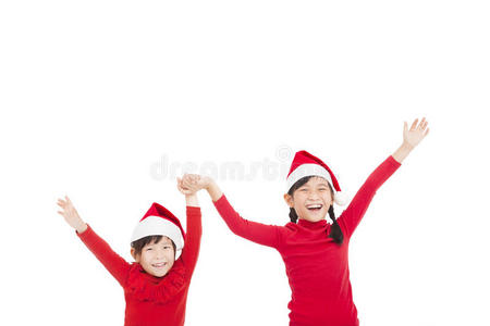 戴红色圣诞帽的小女孩