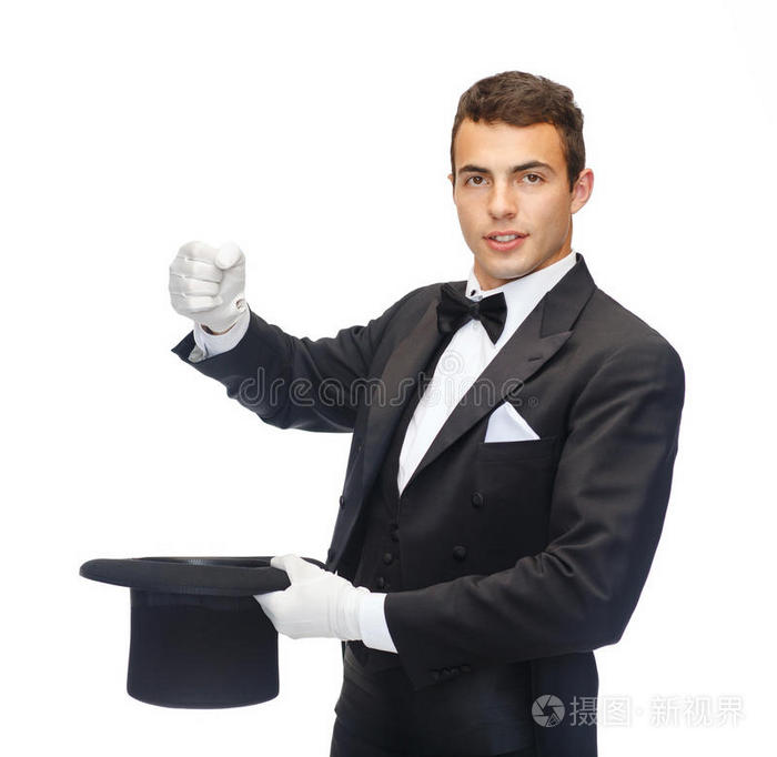 戴帽子的魔术师表演魔术照片 正版商用图片0vd2u7 摄图新视界