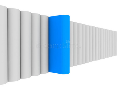 三维渲染蓝色独特的书与裁剪路径