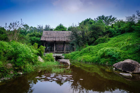农村茅草屋图片