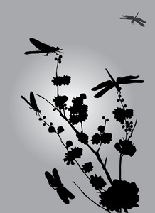 蜻蜓和上灰色的花