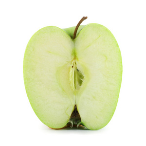 一个绿色的苹果的一半