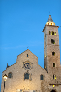 特鲁利特拉尼 意大利普利亚区 在夜间的中世纪大教堂