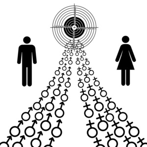 男性和女性的性象征的插图往往向目标
