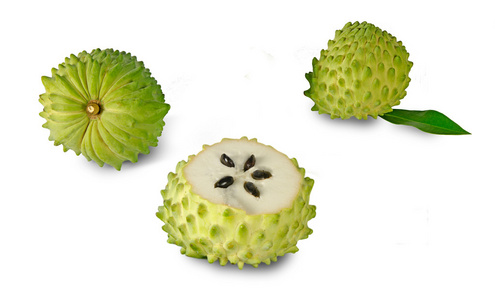 soursop 节孤立在白色背景上