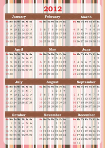 带区卷的日历 2012 年