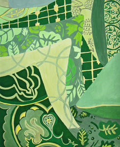 绿色枕头绘画。抽象。艺术
