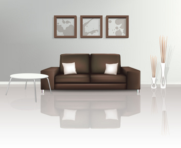现代生活空间的棕色沙发图片
