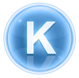 冰字体图标。字母 k，在白色背景上孤立