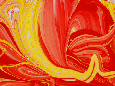 黄色红色抽象水彩画背景和纹理