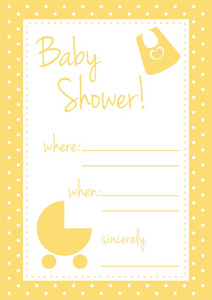 矢量婴儿洗澡卡或邀请黄色男女皆宜