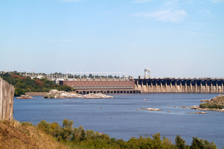水力发电站。河在第聂。扎波罗热。乌克兰