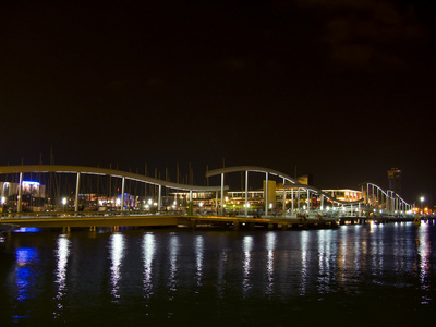 夜间巴塞罗那端口