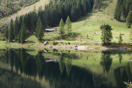 在 vorderer 戈绍湖附近顶石山山景观