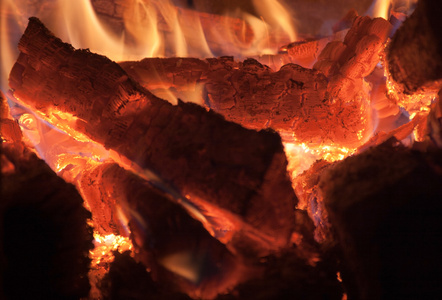 火焰火木堆燃烧中的火焰照片