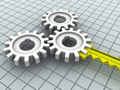 两个链接旋转齿轮图片