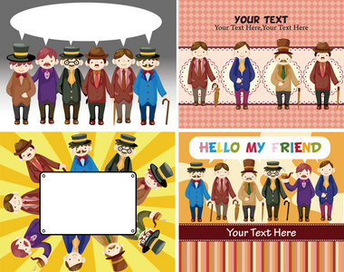 卡通复古绅士卡集合照片