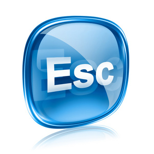 esc 键图标蓝色玻璃，在白色背景上孤立