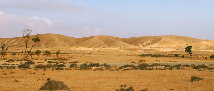 以色列的内盖夫沙漠全景。