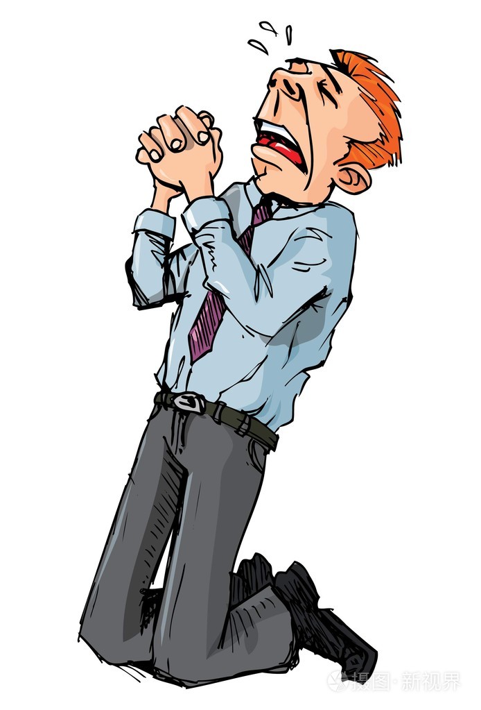 卡通男人乞求宽恕