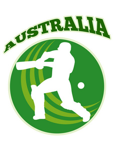 板球运动员击球手击球的复古澳大利亚