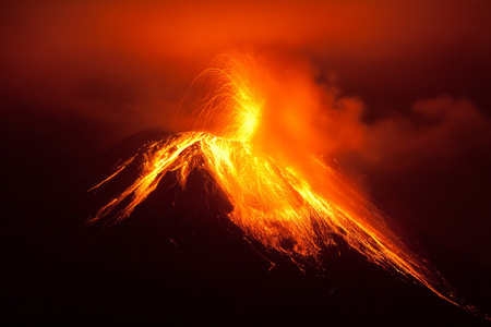 火山夕焰图片