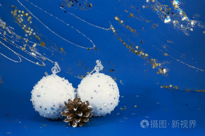 节日圣诞球组成对蓝色装饰冬季 bac
