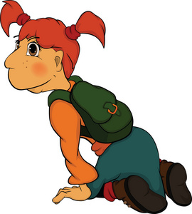 冲天辫卡通女学生.卡通照片