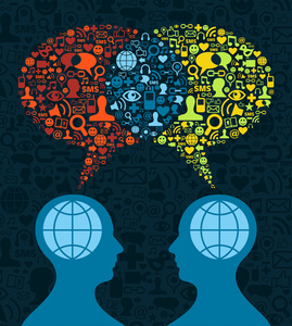 商务人员团队合作头脑风暴社会信息矢量插图矢量创意插图的商业沟通字