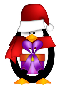企鹅与圣诞老人帽子与本剪贴画