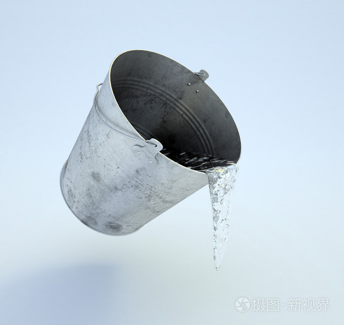 金属桶装满了水悬浮地板
