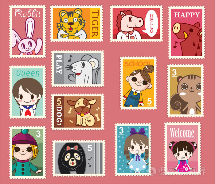 可爱卡通邮票