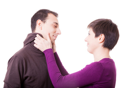 和虐待概念一个女人扇男人耳光的剪影打耳光高高的五个手势的特写