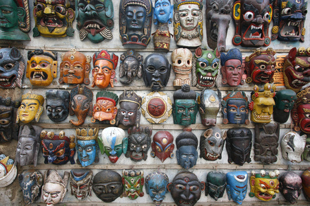 尼泊尔在墙上的面具