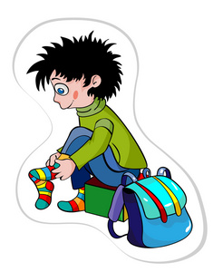 放礼花的动画男孩穿上袜子照片