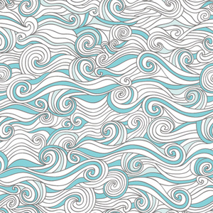 梵高插画炫彩抽象手绘花纹,海浪背景照片