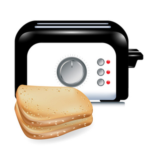烤面包机烤面包片的一边图片
