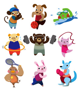 卡通动物体育动物戏剧运动卡卡通动物运动卡动物体育播放机无缝模式