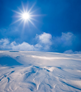 晴朗的天气里冬天冰天雪地草原