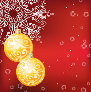 红色典雅圣诞背景装饰球