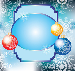 圣诞背景与多彩的装饰球和卡