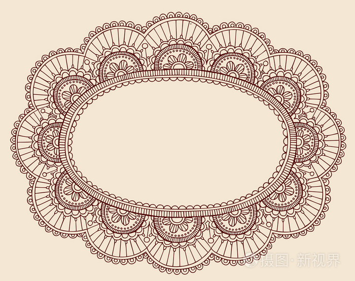 蕾丝花边指甲花花卉帧涂鸦矢量边框