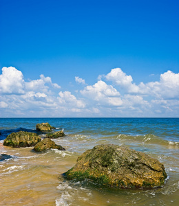 夏天海和多云的天空