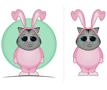 猫在复活节小兔子服装图片