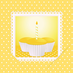 黄色生日蛋糕卡