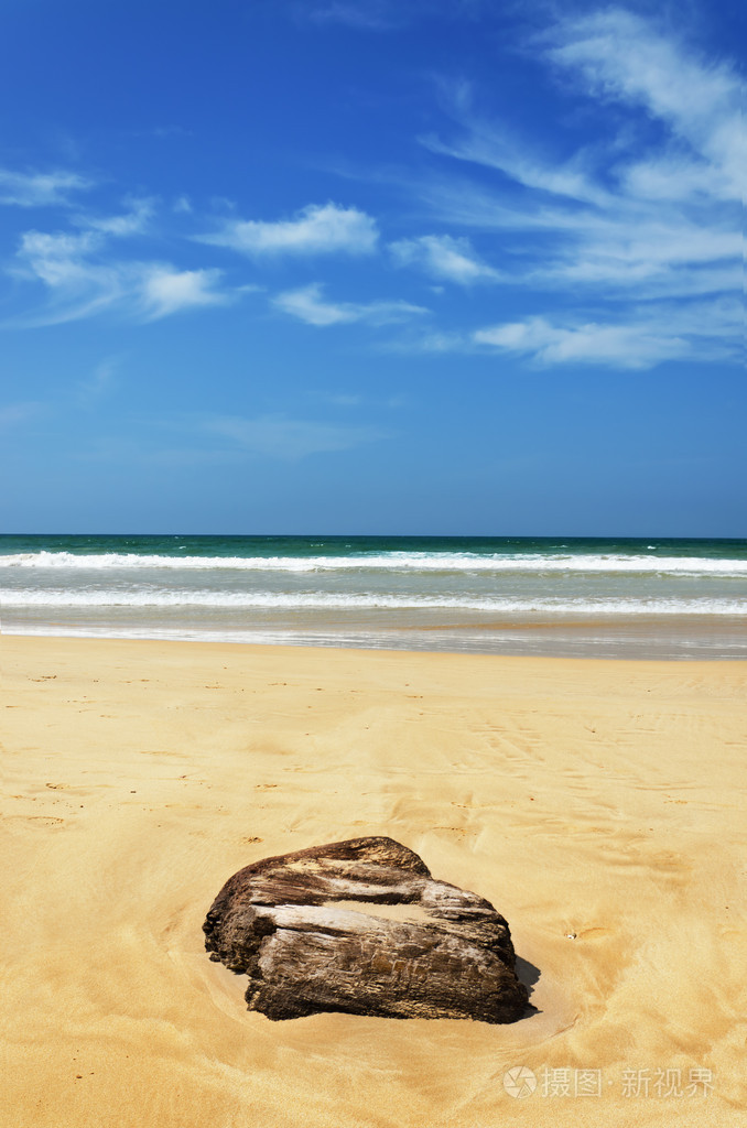 海洋海岸波浪中的石头